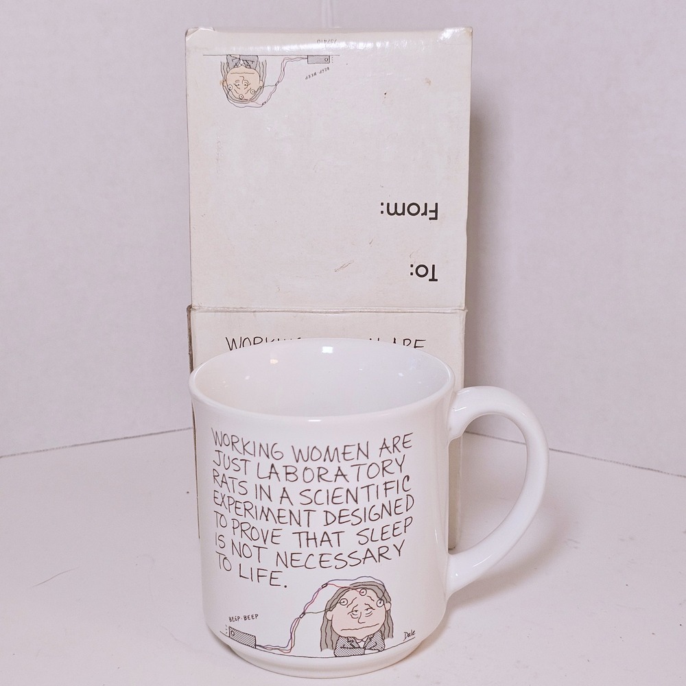 1980s Vtg Corporate Humor Working Women Laboratory‎ Rat Science Mug w Gift Box